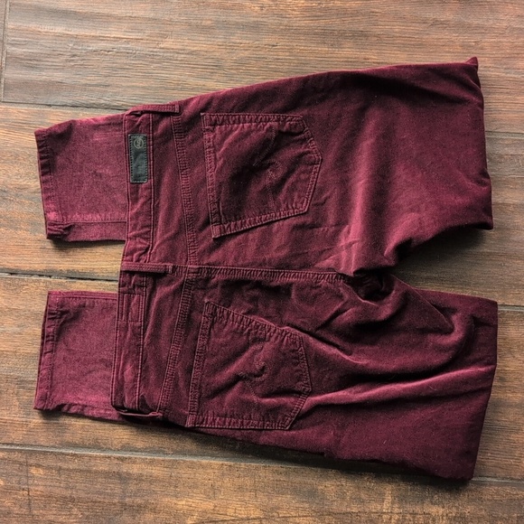 AG Adriano Goldschmied Burgundy Velour The Stevie Ankle Pants - Women's 26 - Picture 8 of 8